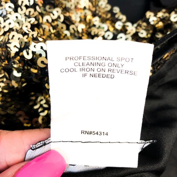 B.DARLIN Juniors Sequined A-Line Mini Dress 9/10 Black Gold Sleeveless NWT - Picture 9 of 9